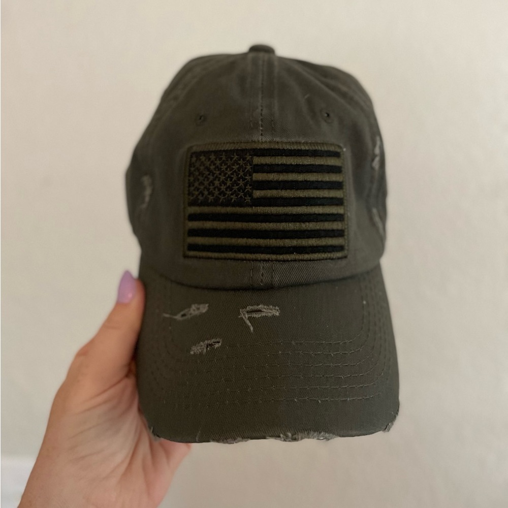 Premium USA Baseball Cap, Washed Olive